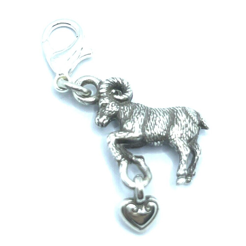 Brighton Colorado State Big Horn Sheep Rocky Mountain Heart Dangle Silver Charm